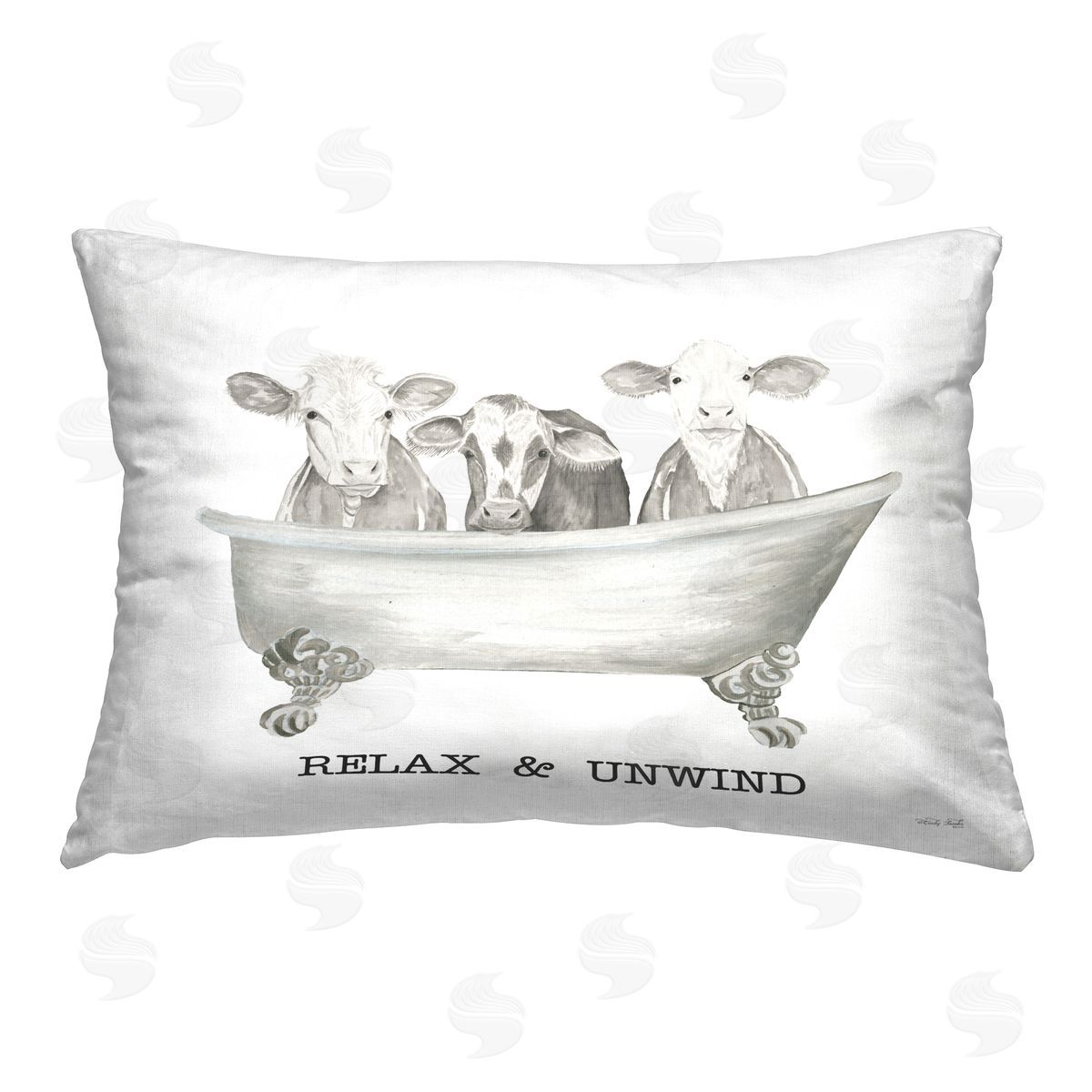Cindy Jacobs Relax Unwind Cow Tub Printed Plush Polyester Throw Pillow