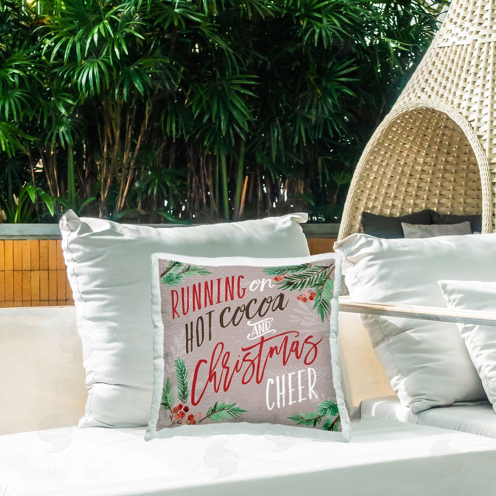 Deb Strain Cocoa & Christmas Cheer Outdoor Quick-Dry Polyester Printed Throw Pillow in Back Yard