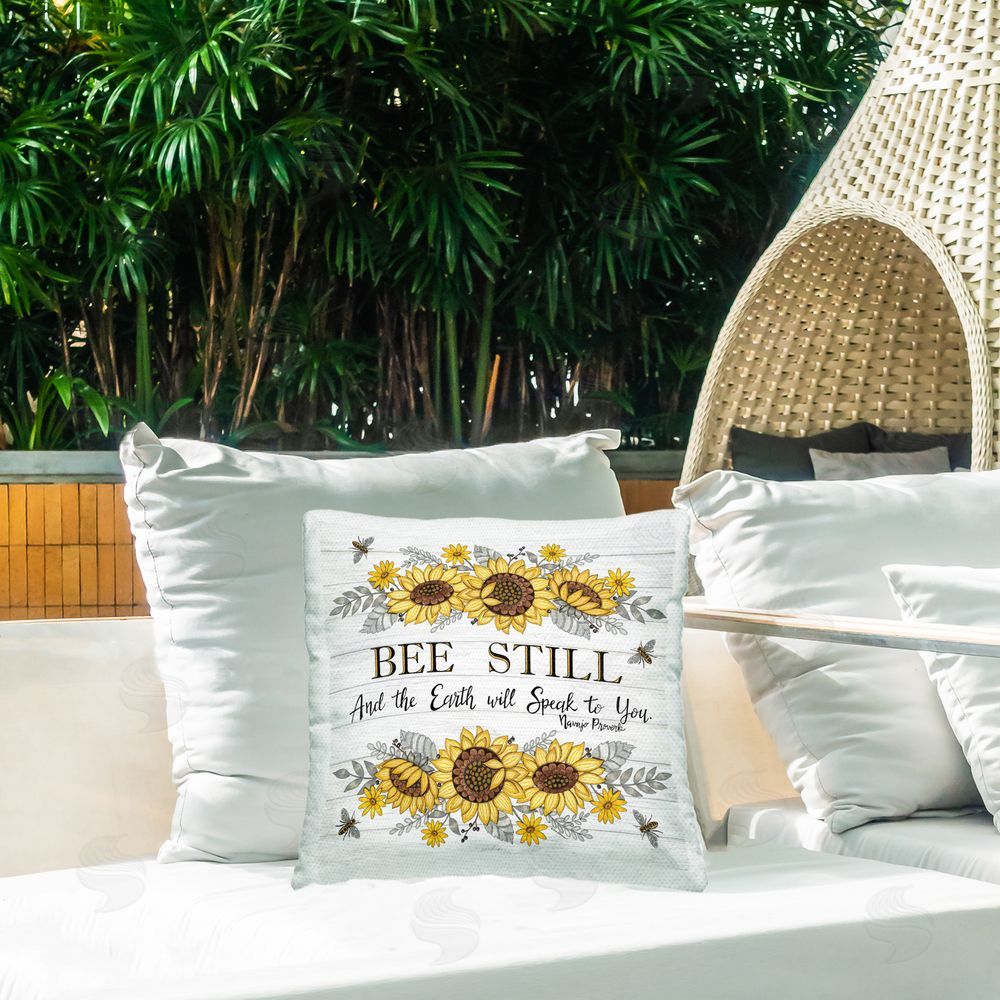 Deb Strain Earth Will Speak To You Outdoor Quick-Dry Polyester Printed Throw Pillow in Back Yard