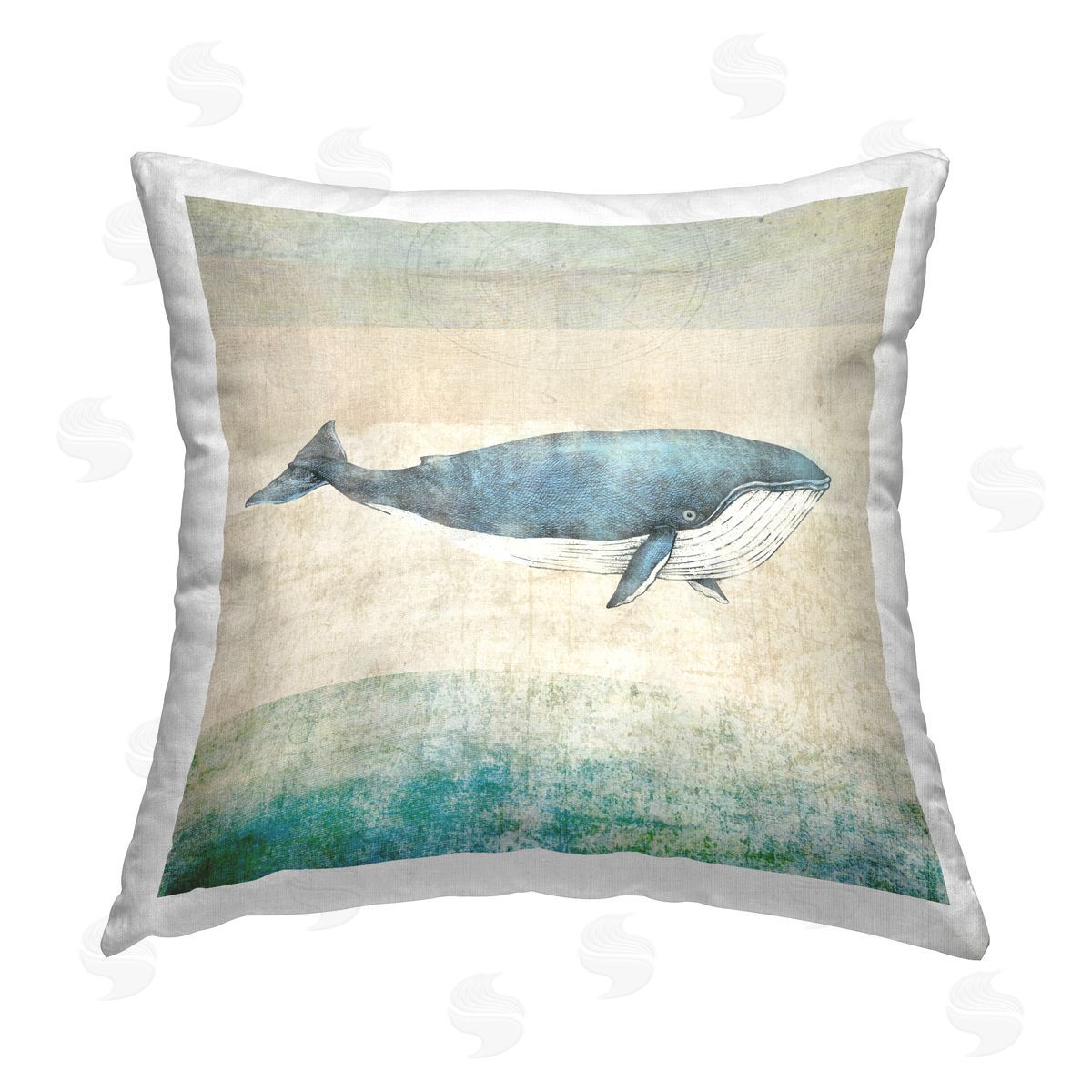 JG Studios Rustic Maritime Whale Printed Plush Polyester Throw Pillow