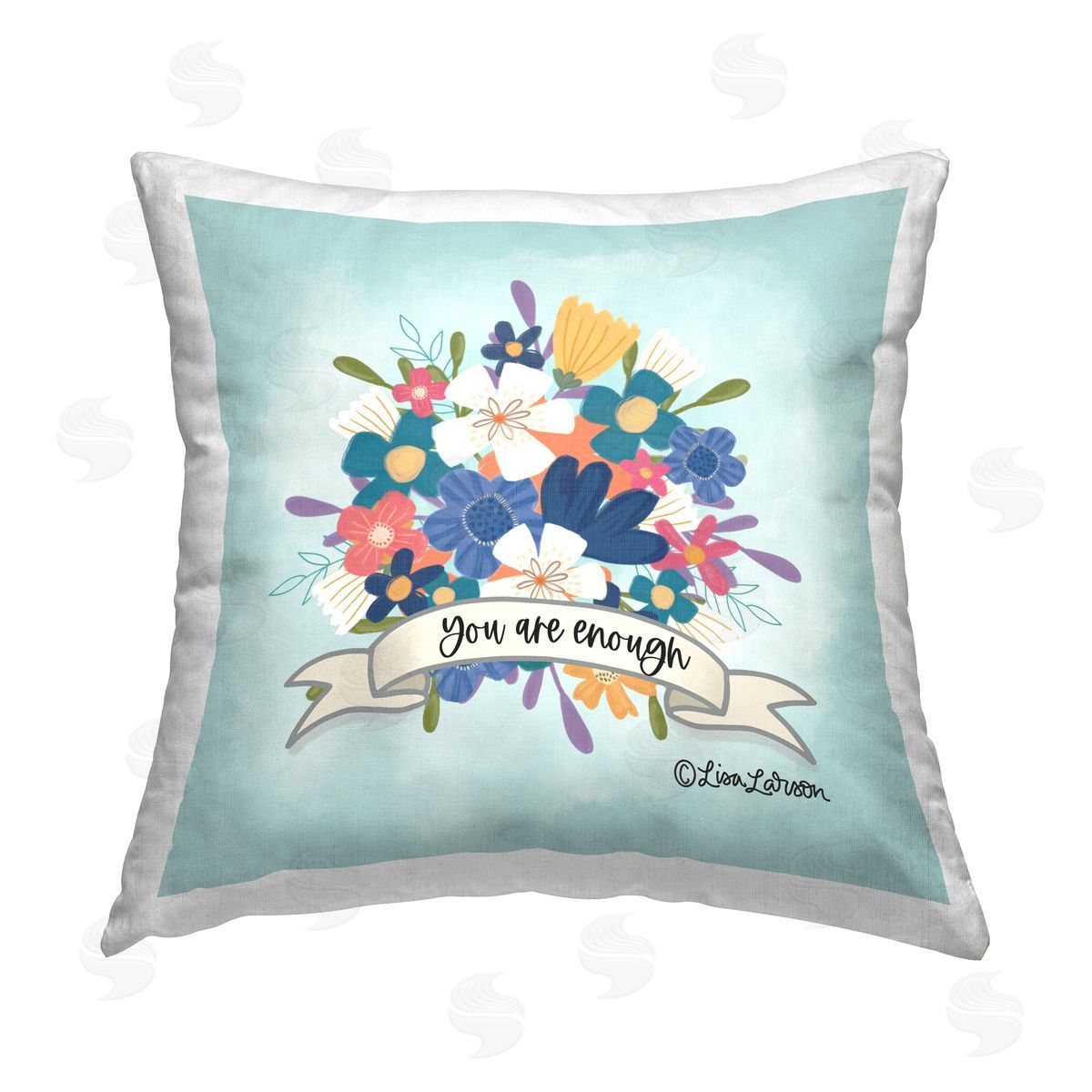 Lisa Larson Floral You Are Enough Printed Plush Polyester Throw Pillow