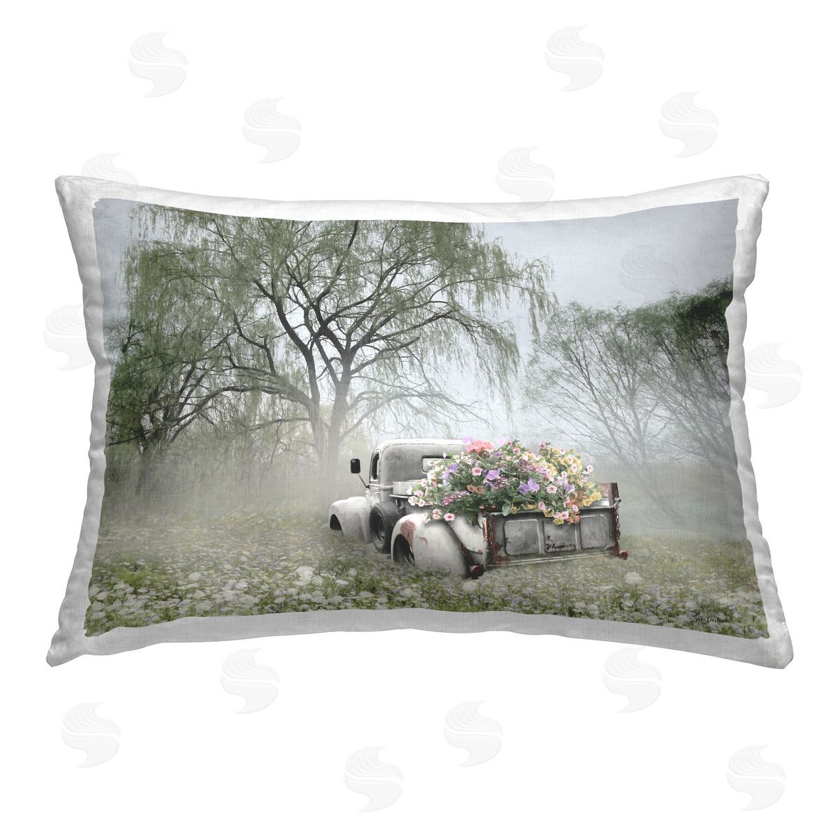Lori Deiter Overgrown Floral Truck Printed Plush Polyester Throw Pillow