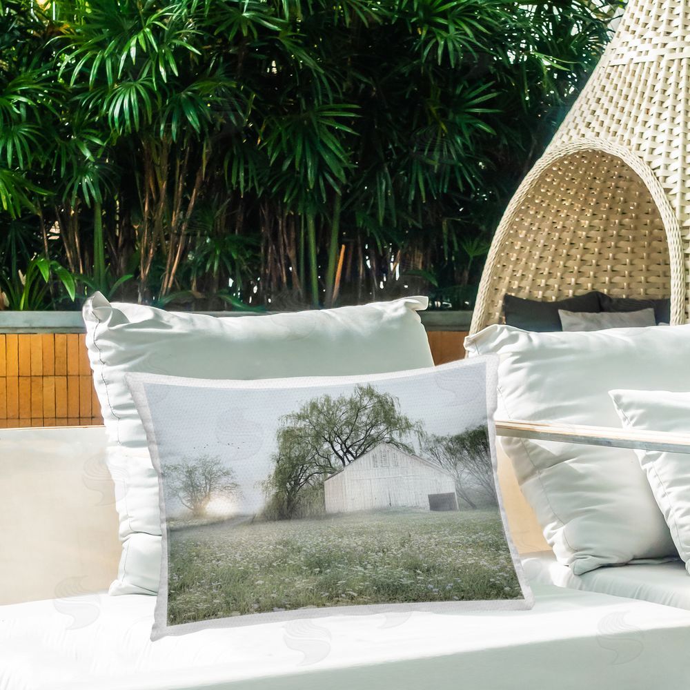 Lux + Me Designs Drooping Trees Meadow Outdoor Quick-Dry Polyester Printed Throw Pillow in Back Yard