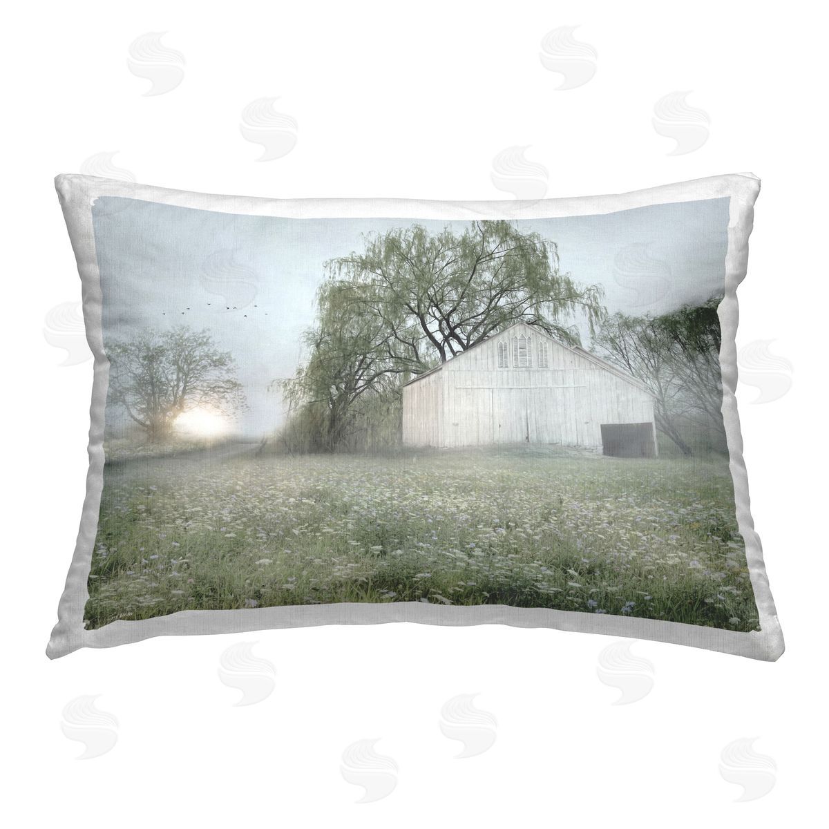 Lux + Me Designs Drooping Trees Meadow Printed Plush Polyester Throw Pillow
