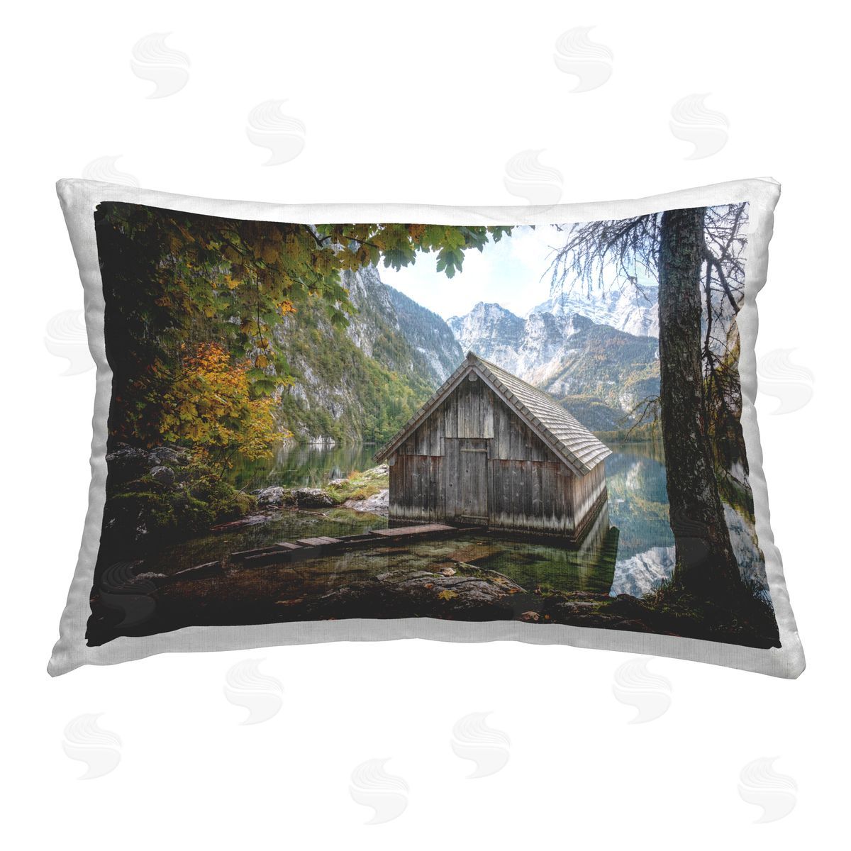 Masey St. Studios Mystical Cabin on Lake Printed Plush Polyester Throw Pillow