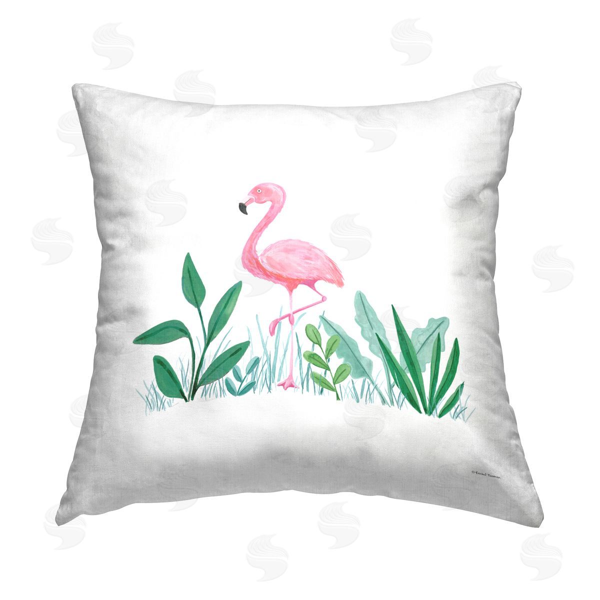 Susan Ball Summer Flamingo & Fronds Printed Plush Polyester Throw Pillow