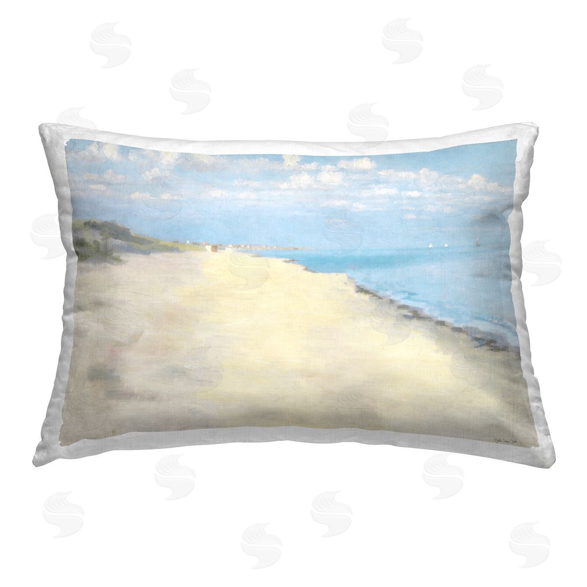 Stellar Design Studio Solemn Beach Tide Printed Plush Polyester Throw Pillow