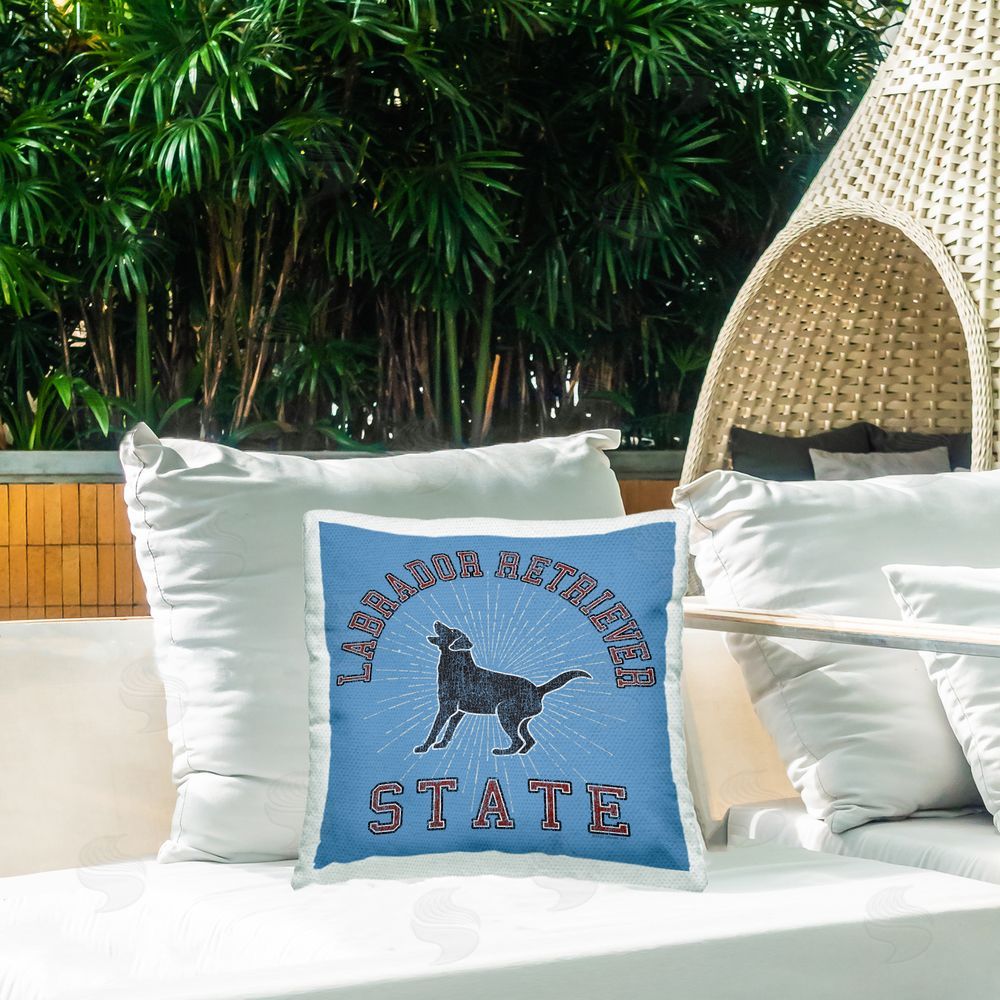 Spirit Animals/Life Is High Varsity Labrador State Outdoor Quick-Dry Polyester Printed Throw Pillow in Back Yard