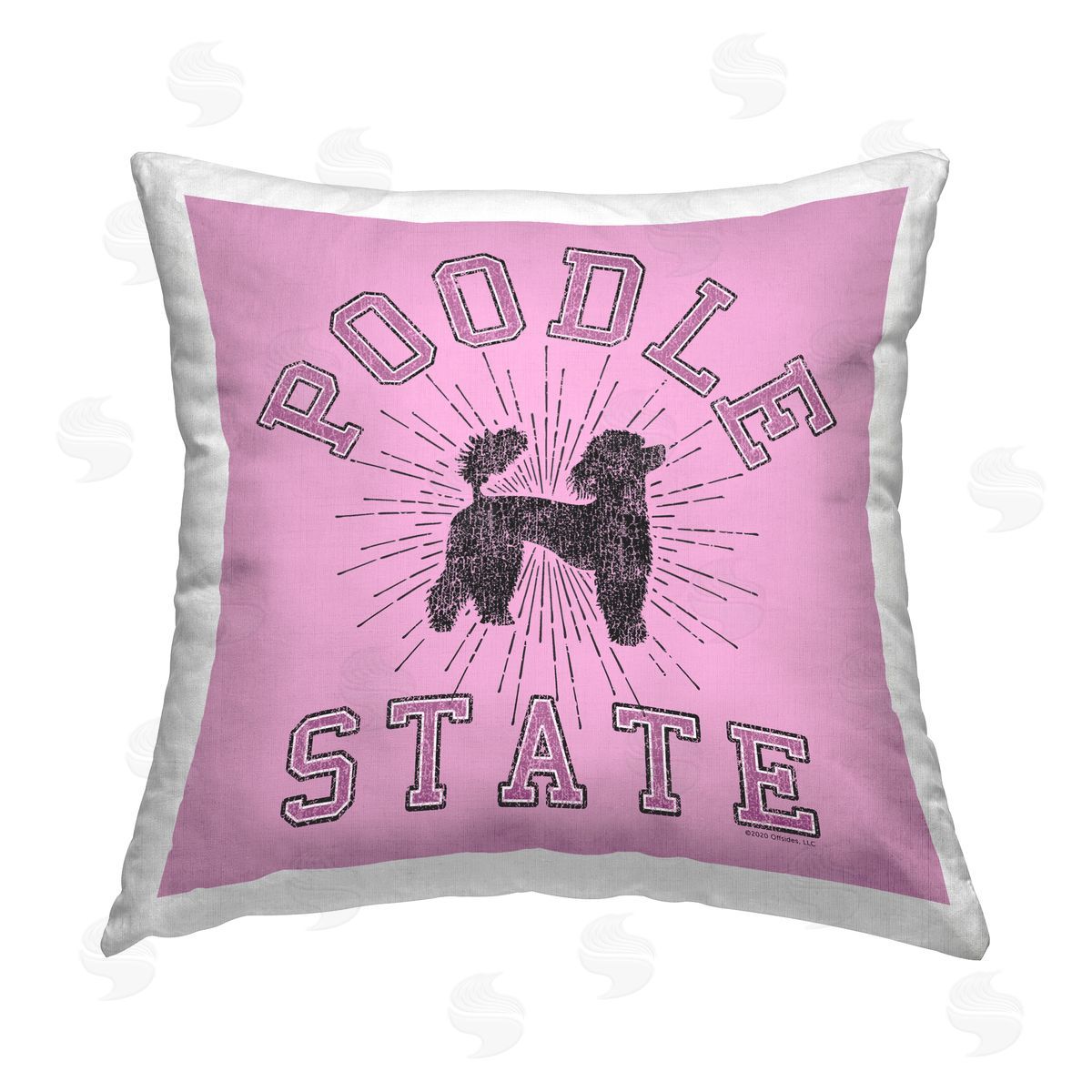 Spirit Animals/Life Is High Varsity Style Poodle State Printed Plush Polyester Throw Pillow