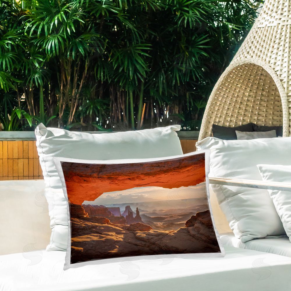Marty Hulsebos Under Canyon Rocks View Outdoor Quick-Dry Polyester Printed Throw Pillow in Back Yard