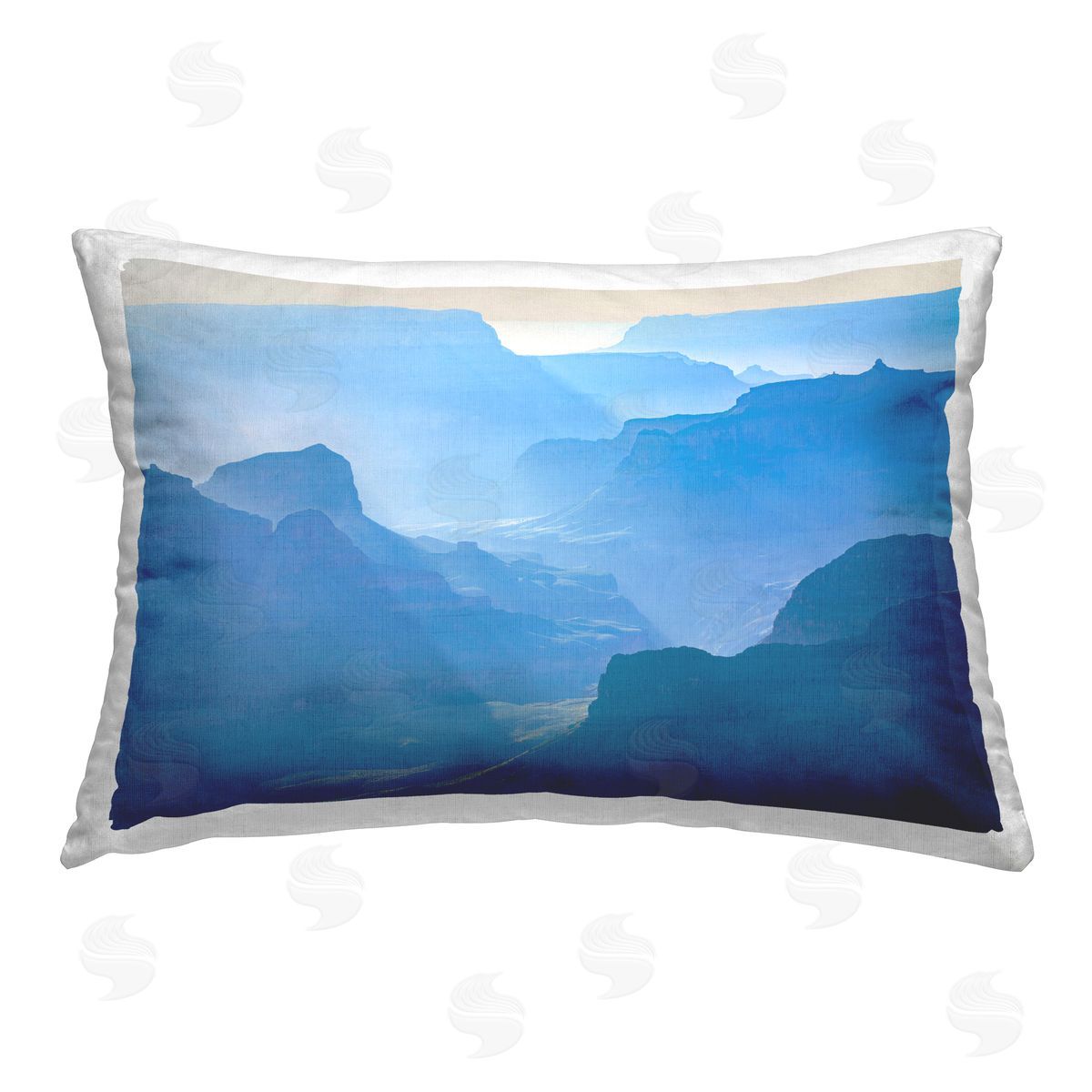Marty Hulsebos Blue Sunlit Peaks Printed Plush Polyester Throw Pillow
