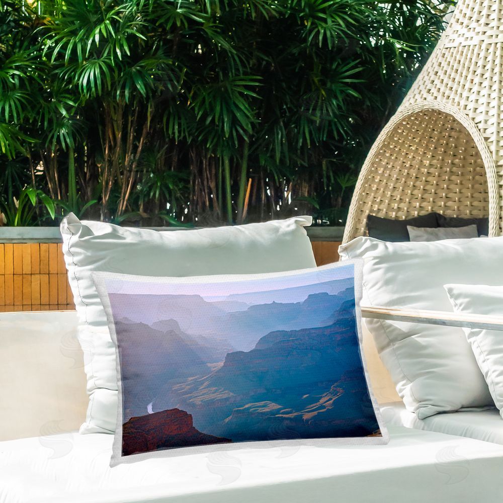 Marty Hulsebos Sun Rays Mountain Mesa Outdoor Quick-Dry Polyester Printed Throw Pillow in Back Yard