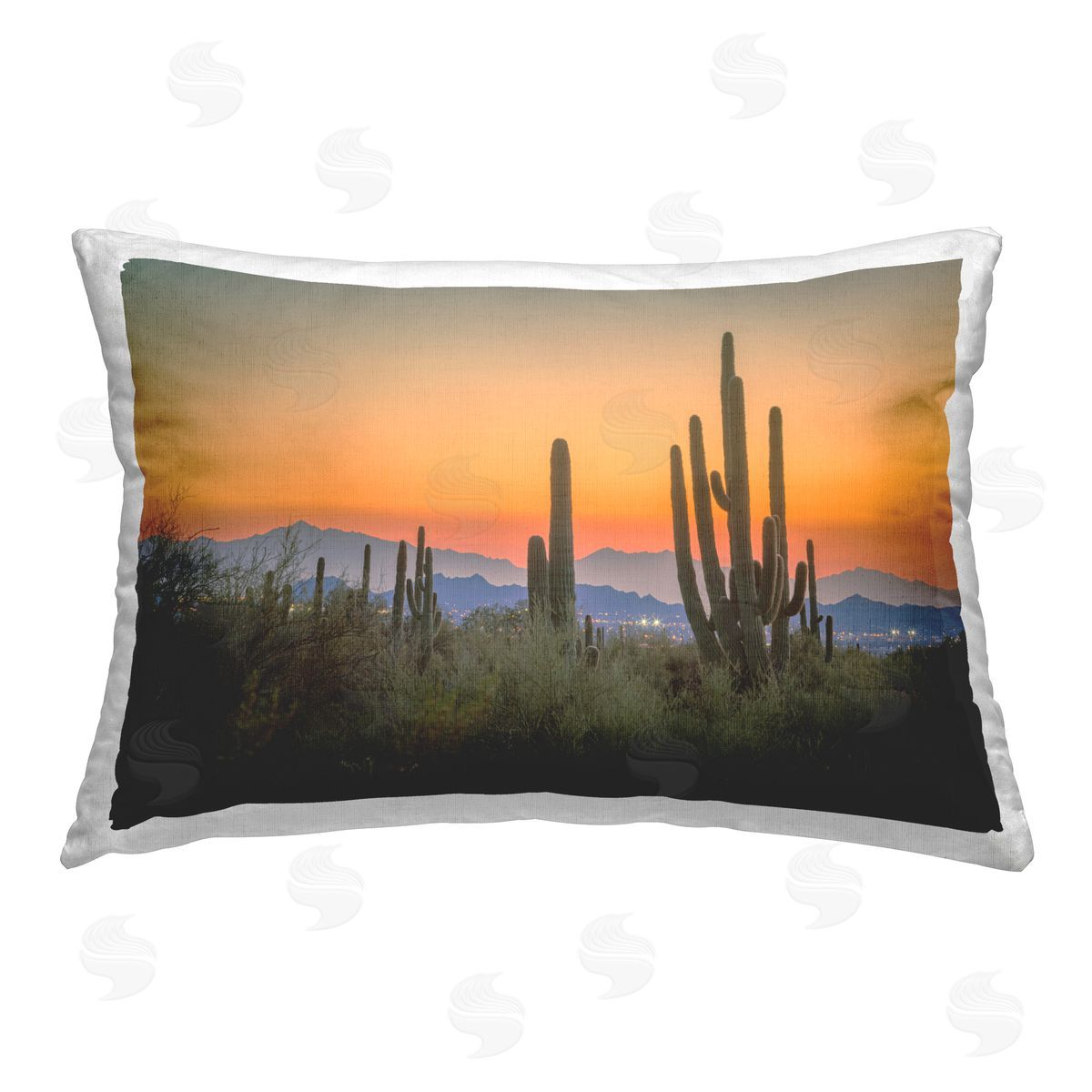 Marty Hulsebos Looming Cacti Sunset Printed Plush Polyester Throw Pillow