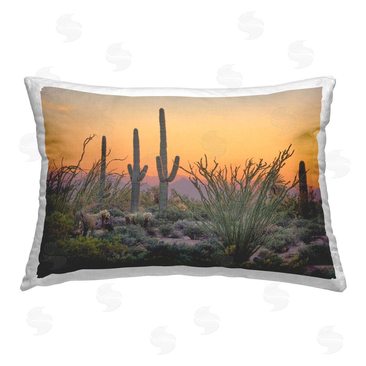 Marty Hulsebos Sunset Desertscape Cacti Printed Plush Polyester Throw Pillow
