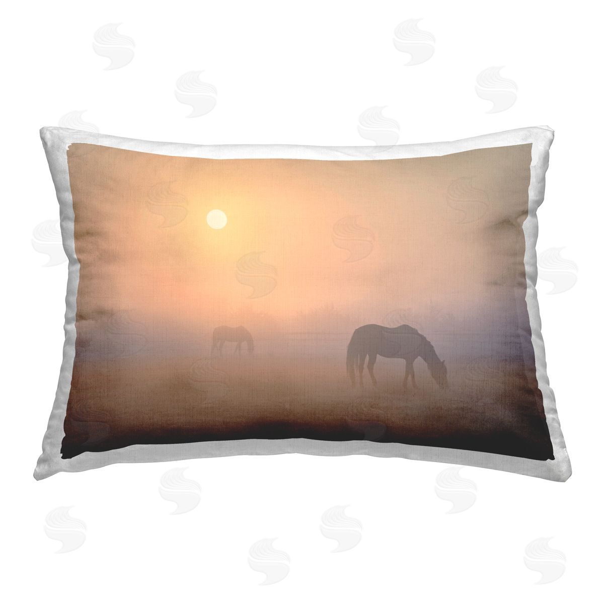 Marty Hulsebos Misty Sunlit Horses Printed Plush Polyester Throw Pillow