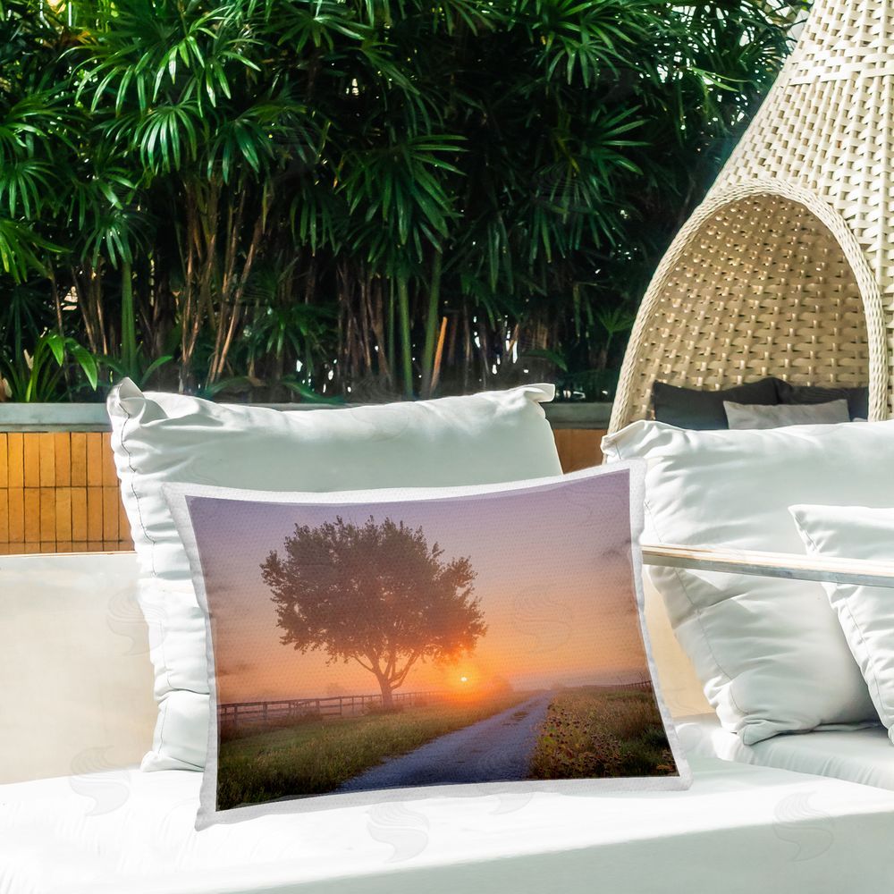 Marty Hulsebos Flower Lined Path Outdoor Quick-Dry Polyester Printed Throw Pillow in Back Yard