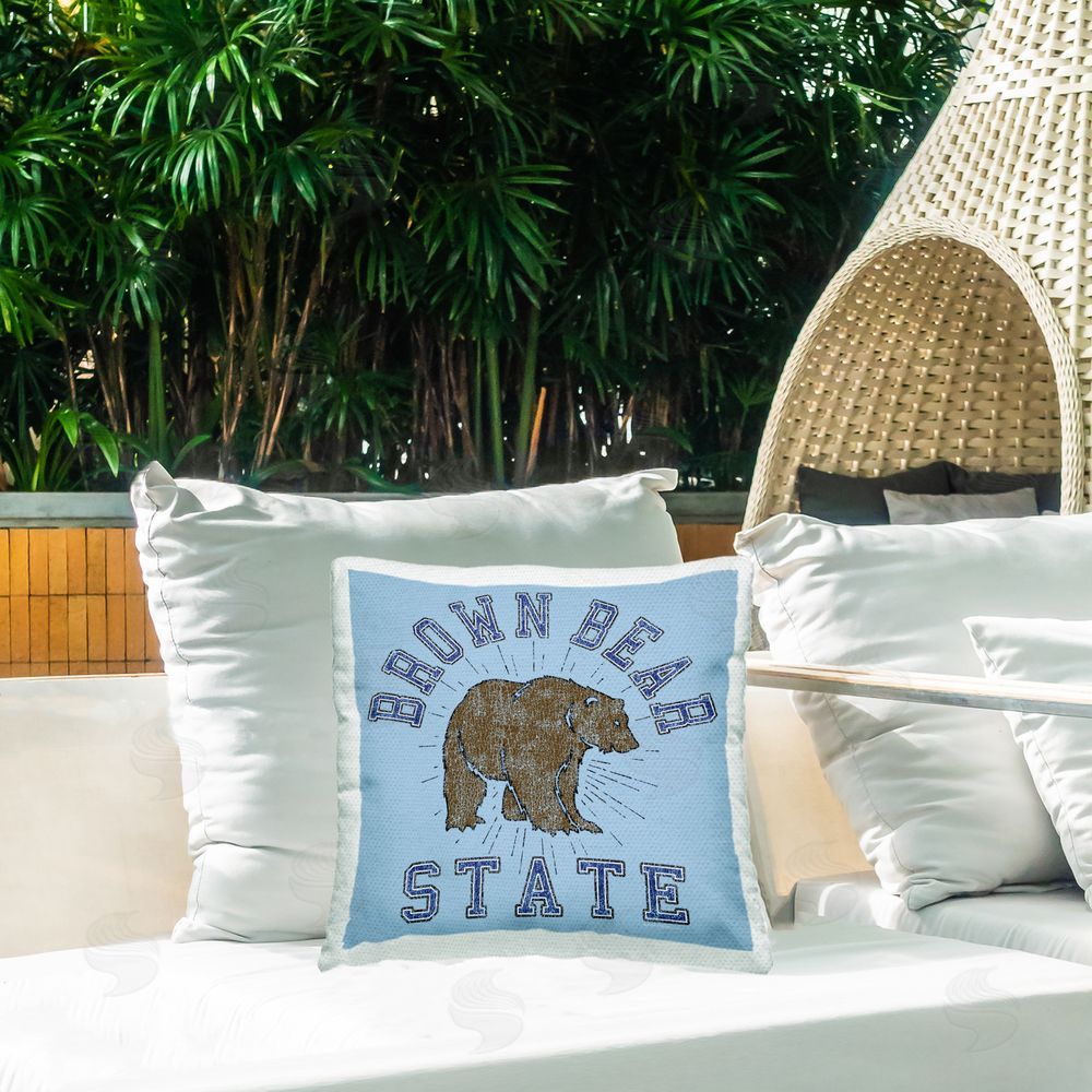 Spirit Animals/Life Is High Brown Bear Varsity State Outdoor Quick-Dry Polyester Printed Throw Pillow in Back Yard