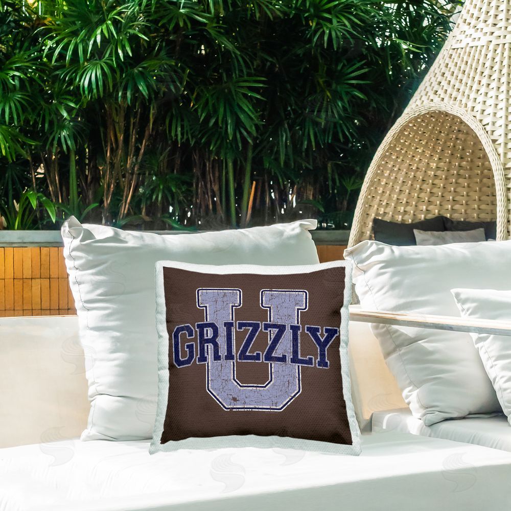 Spirit Animals/Life Is High Grizzly U College University Outdoor Quick-Dry Polyester Printed Throw Pillow in Back Yard