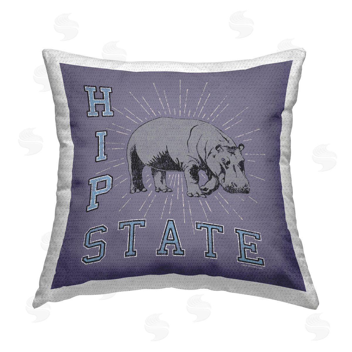 Spirit Animals/Life Is High Vintage Hippo State Outdoor Quick-Dry Polyester Printed Throw Pillow