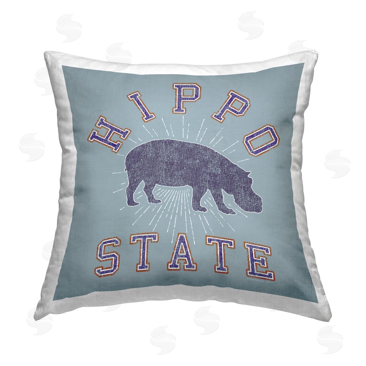 Spirit Animals/Life Is High Varsity Style Hippo State Printed Plush Polyester Throw Pillow