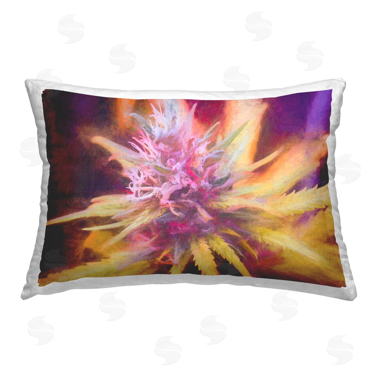 LIH Chalk Cannabis Flower Printed Plush Polyester Throw Pillow