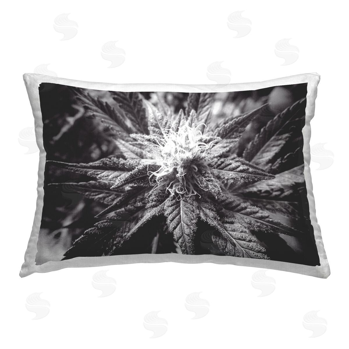 LIH Dark Cannabis Flower Printed Plush Polyester Throw Pillow