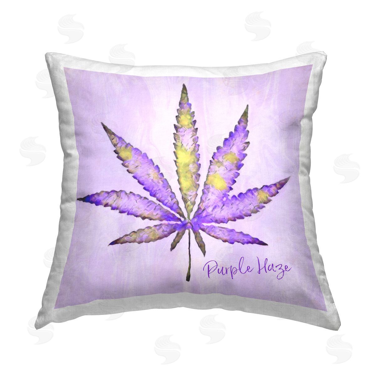 LIH Purple Haze Plant Leaf Printed Plush Polyester Throw Pillow