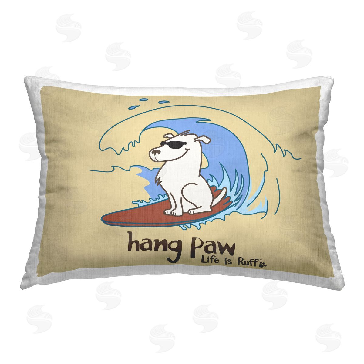 LIR Hang Paw Surfing Dog Printed Plush Polyester Throw Pillow