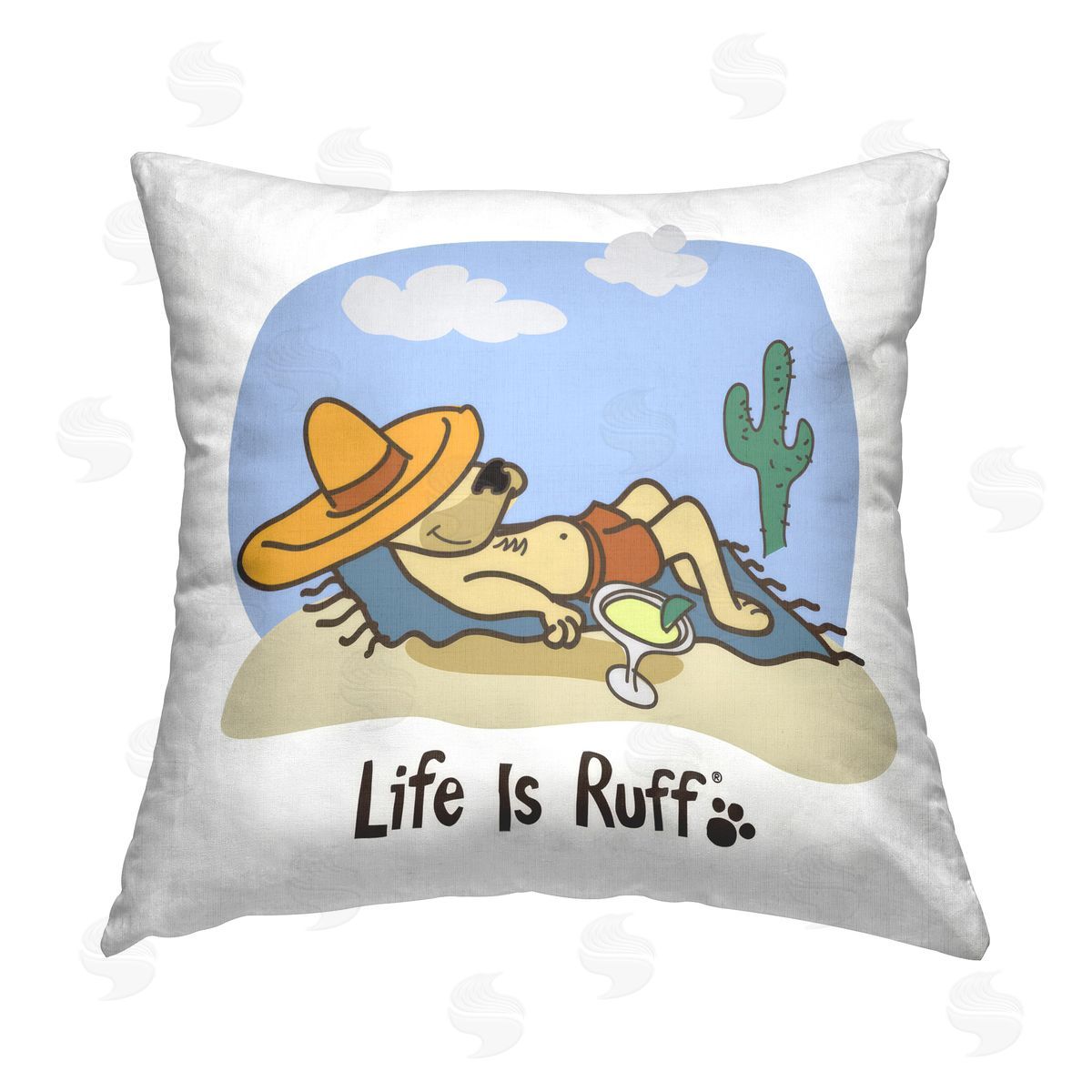 LIR Siesta Dog in Desert Printed Plush Polyester Throw Pillow