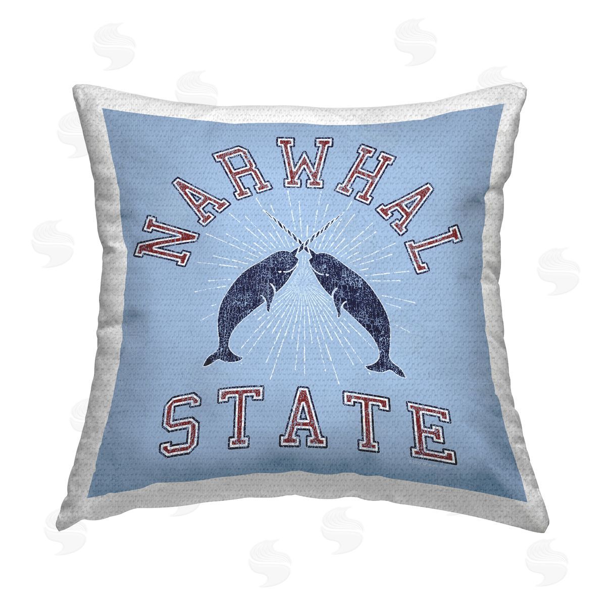 Spirit Animals/Life Is High Vintage Narwhal State Outdoor Quick-Dry Polyester Printed Throw Pillow