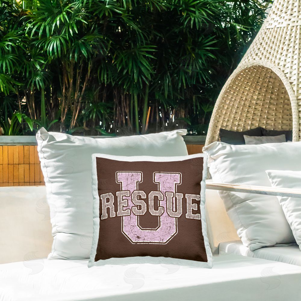 Spirit Animals/Life Is High Rescue U Vintage College Outdoor Quick-Dry Polyester Printed Throw Pillow in Back Yard
