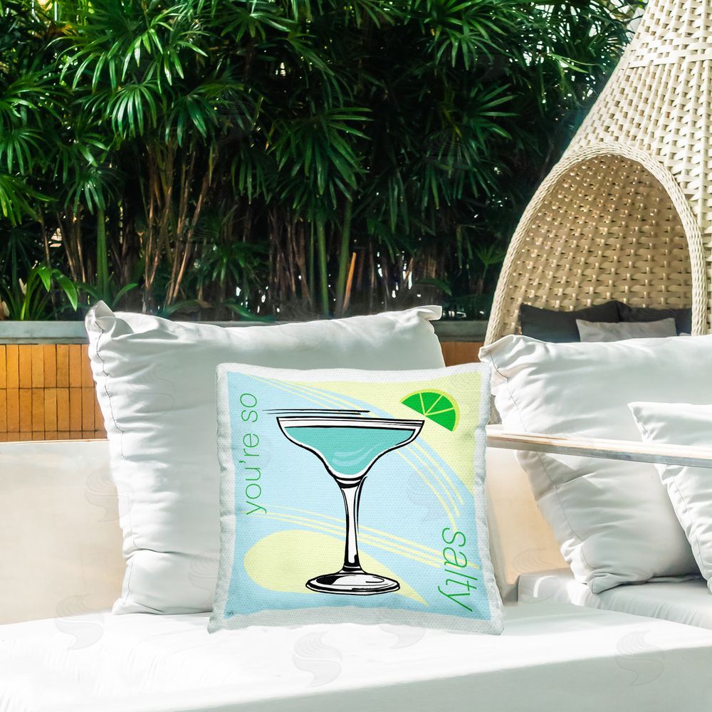 Elizabeth Medley You're So Salty Cocktail Outdoor Quick-Dry Polyester Printed Throw Pillow in Back Yard