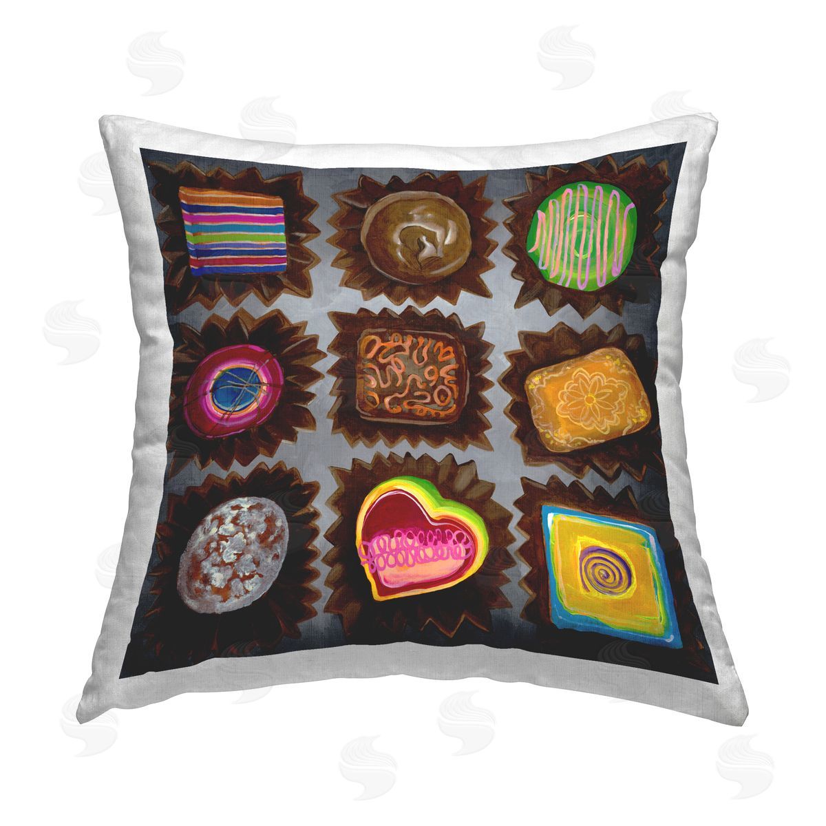 Liz Jardine Various Dessert Chocolates Printed Plush Polyester Throw Pillow