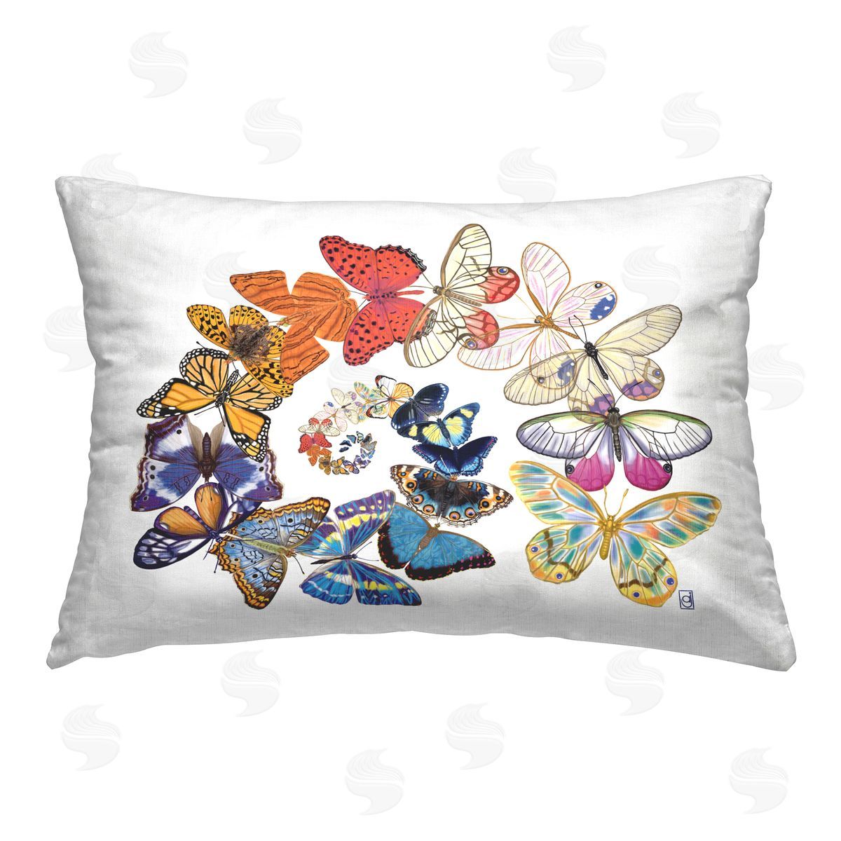 Ann Jasperson Flying Butterfly Spiral Printed Plush Polyester Throw Pillow