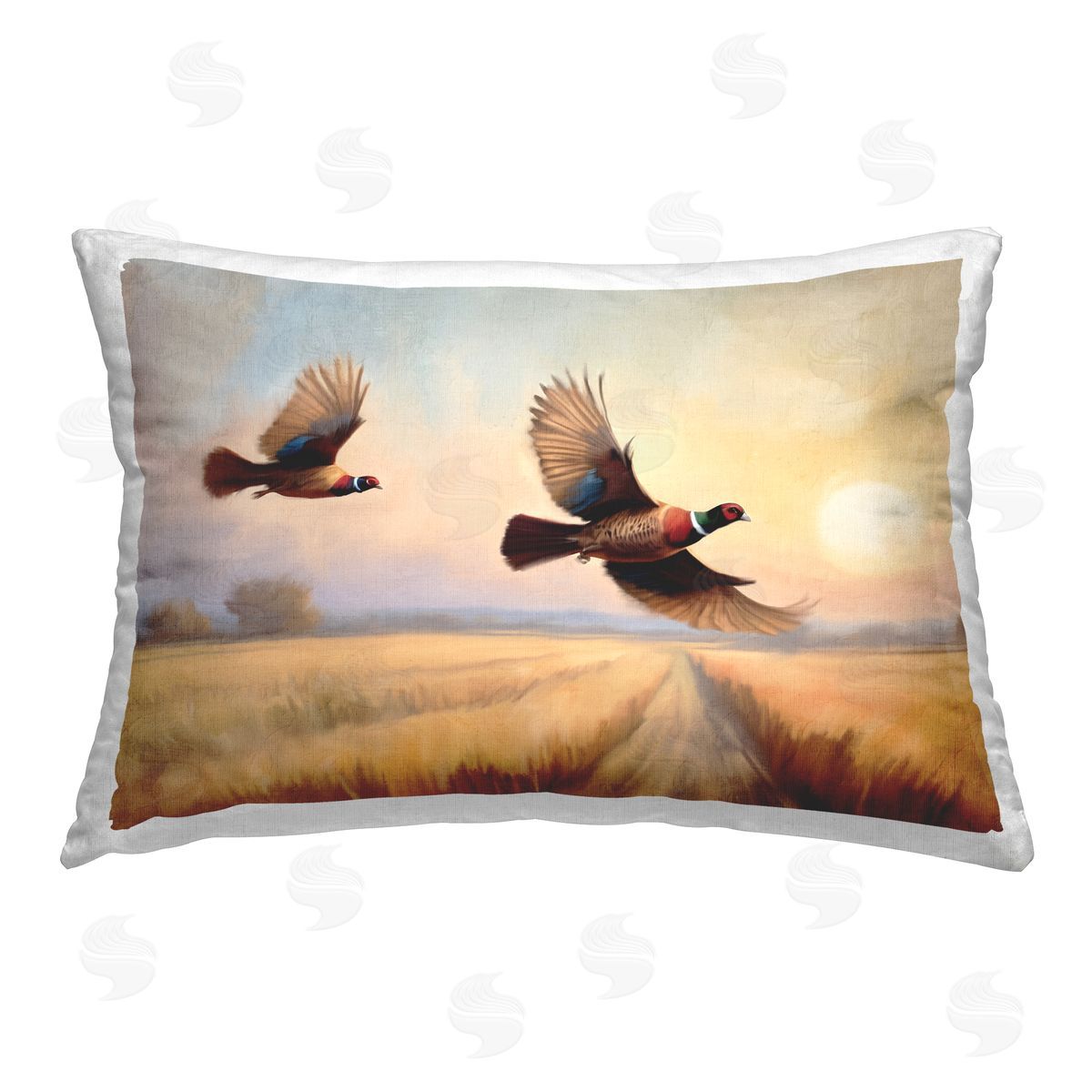 Kim Allen Fall Flight Pheasants Printed Plush Polyester Throw Pillow