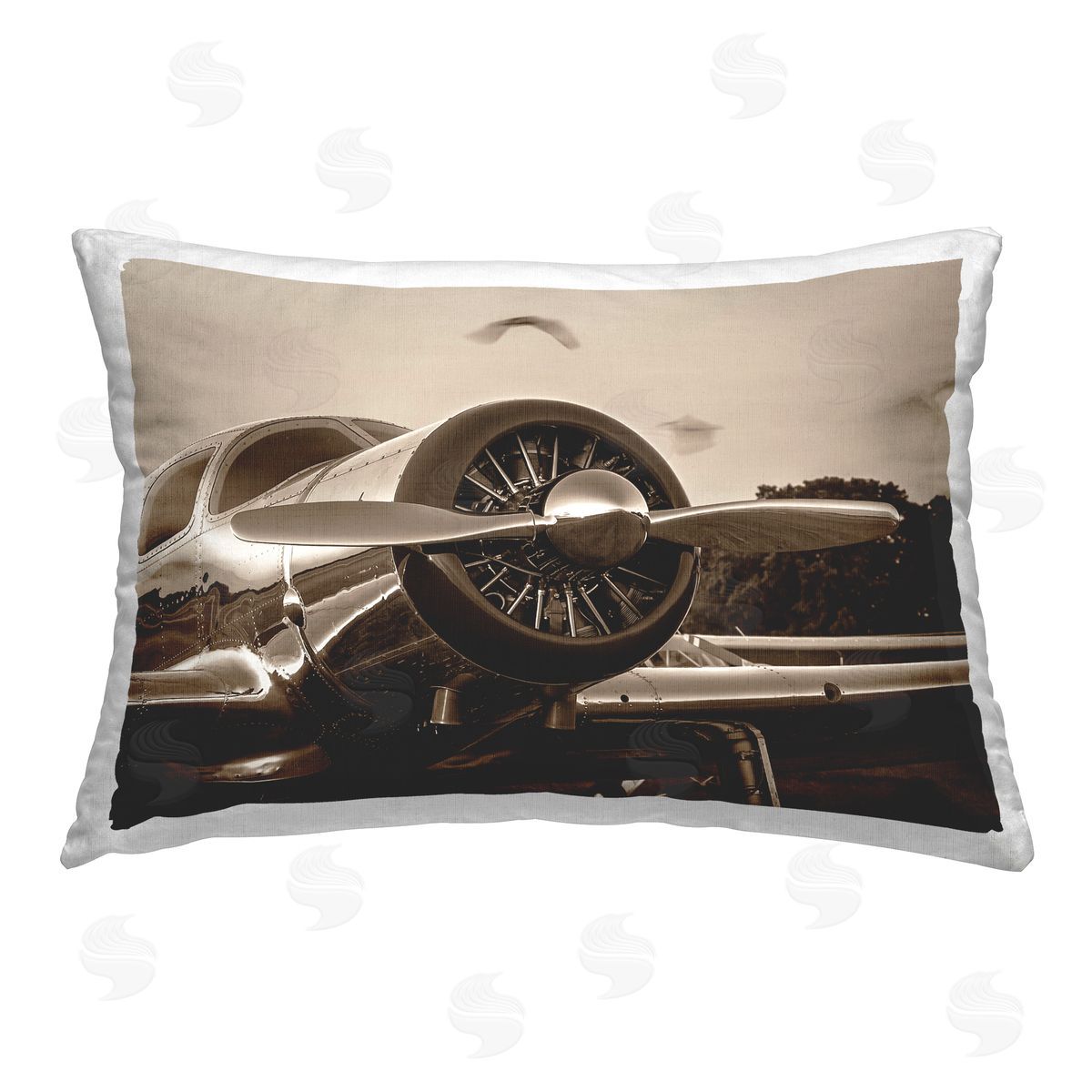John Slemp Vintage Propeller View Printed Plush Polyester Throw Pillow