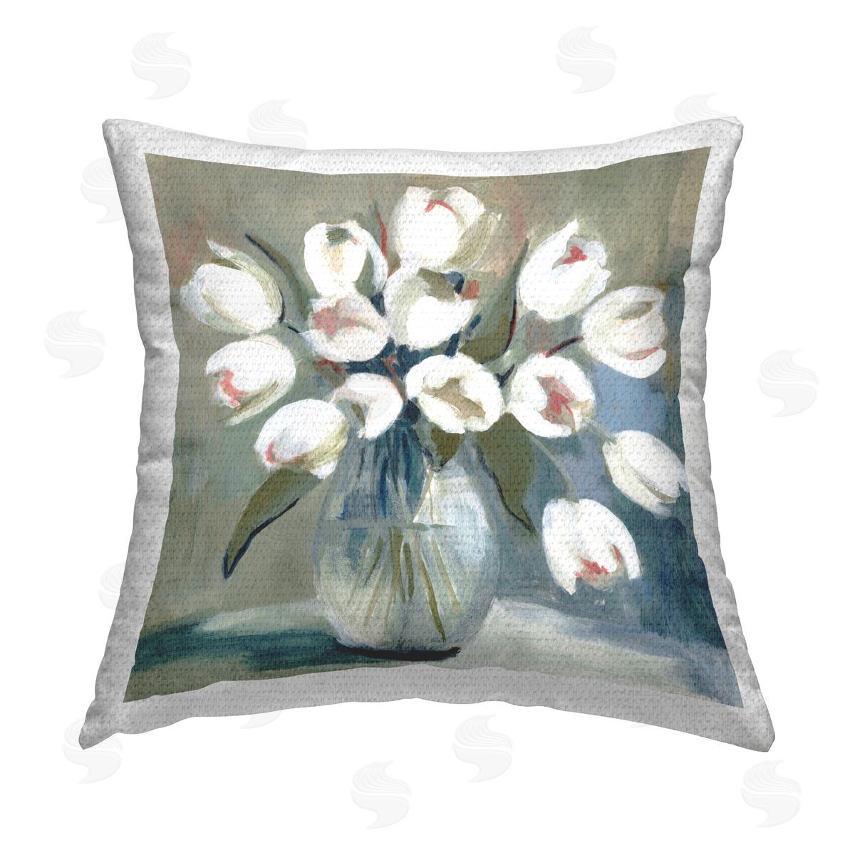 Charity Henderson White Tulip Vase Outdoor Quick-Dry Polyester Printed Throw Pillow