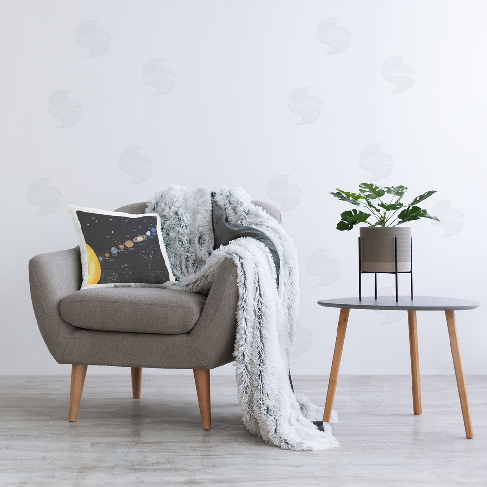 Ashley Singleton Solar System Planets Printed Plush Polyester Throw Pillow On Chair
