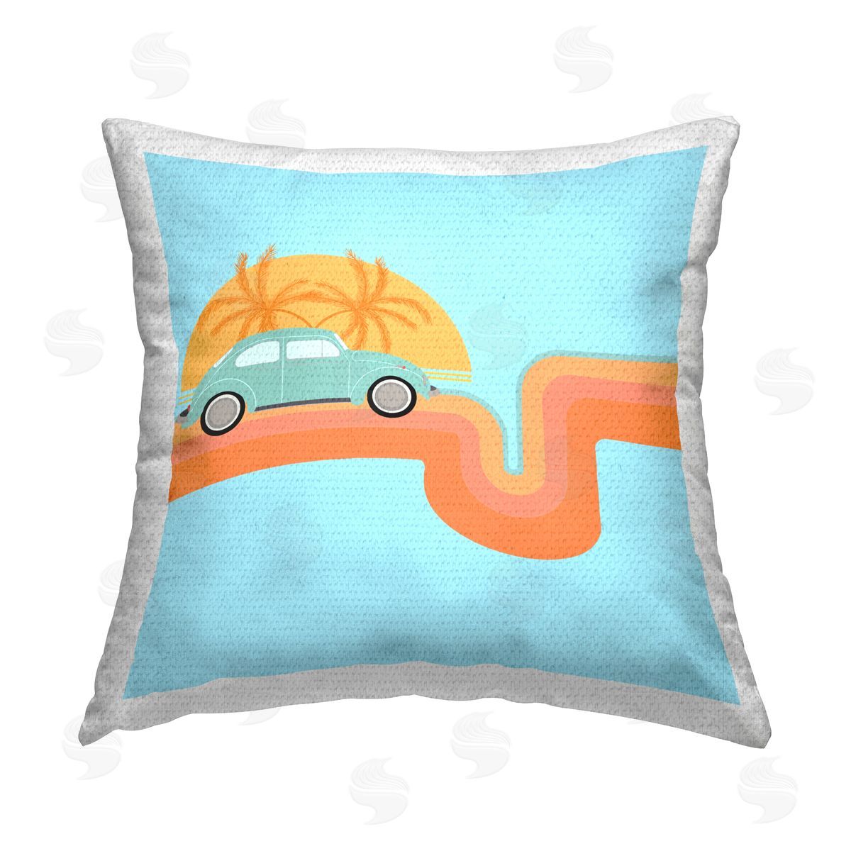 Ashley Singleton Retro Tropical Cruisin' Outdoor Quick-Dry Polyester Printed Throw Pillow
