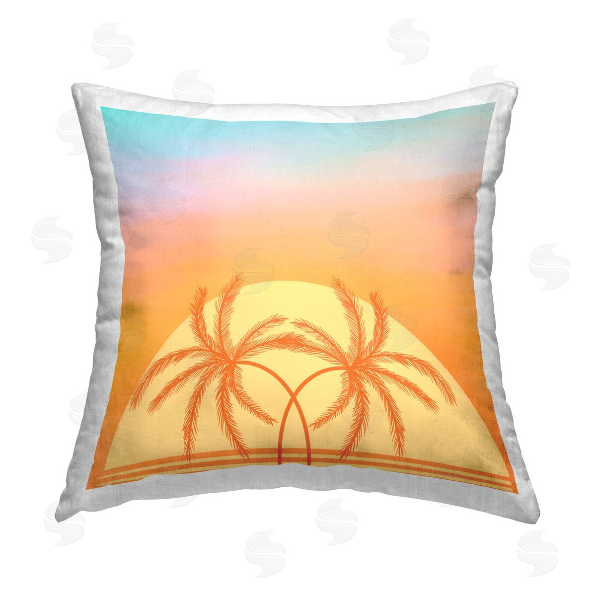 Ashley Singleton Retro Sunset Palm Trees Printed Plush Polyester Throw Pillow
