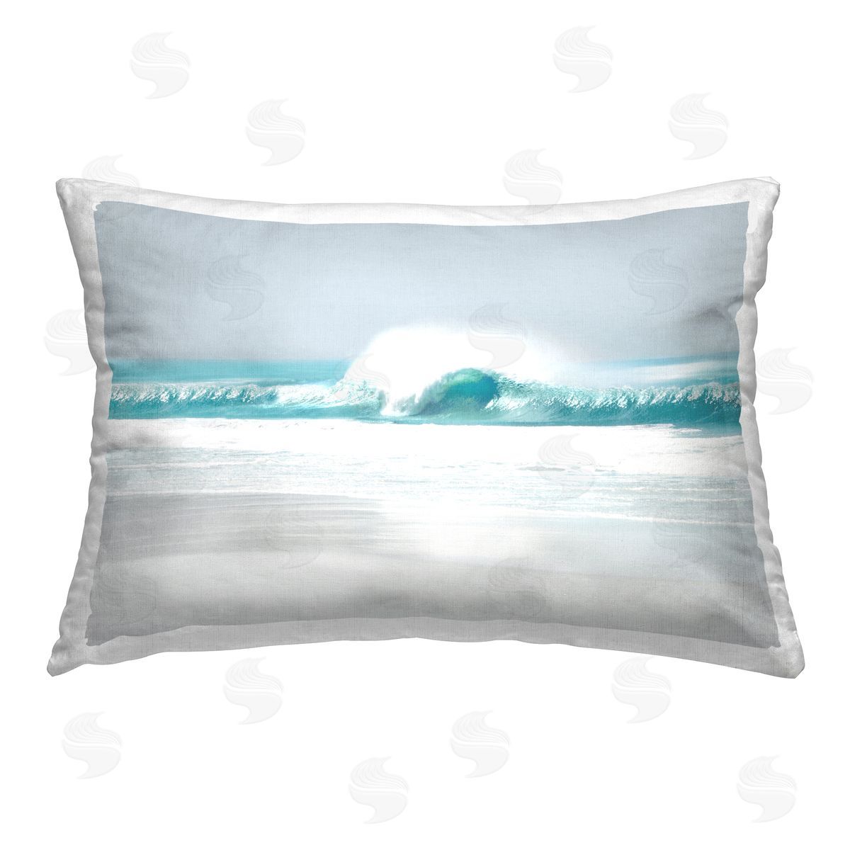 Maggie Olsen Rolling Aqua Waves Printed Plush Polyester Throw Pillow