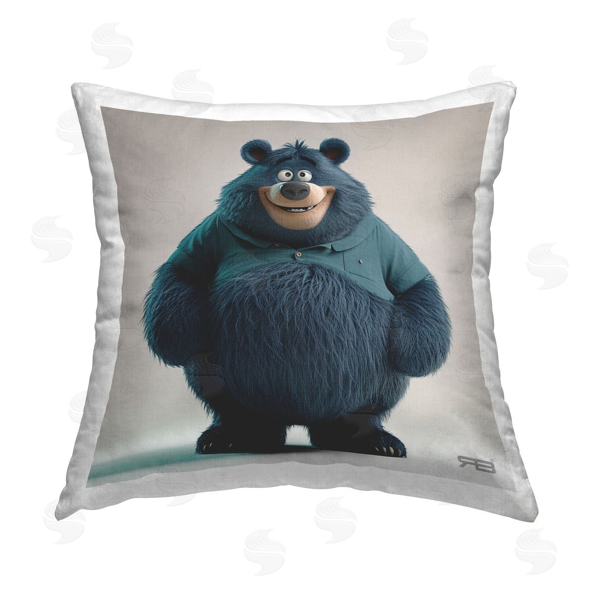 RB Black Bear with Shirt Printed Plush Polyester Throw Pillow