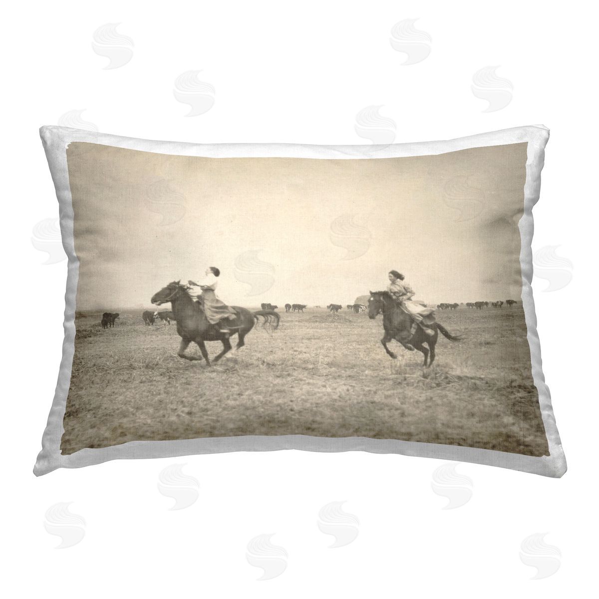 Stupell Studio Galloping Cowgirl Friends Printed Plush Polyester Throw Pillow