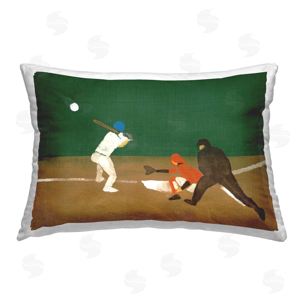 Stupell Studio Batting Baseball Players Printed Plush Polyester Throw Pillow