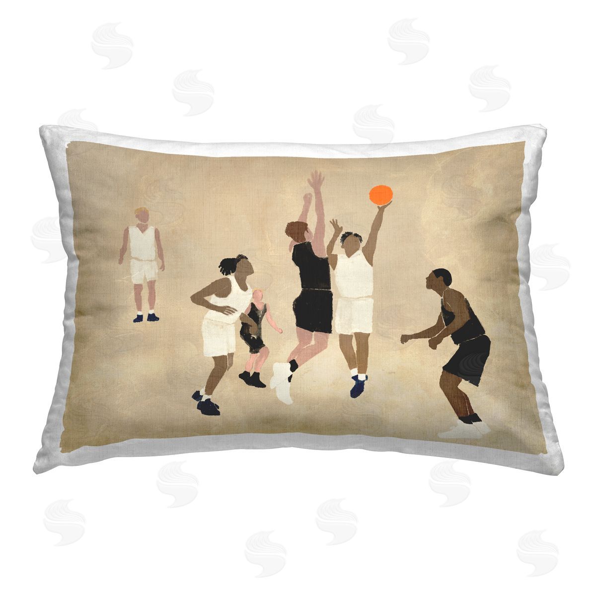 Stupell Studio Athletes Playing Basketball Printed Plush Polyester Throw Pillow