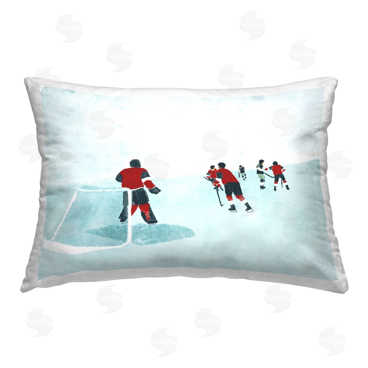 Stupell Studio Hockey Players on Ice Printed Plush Polyester Throw Pillow