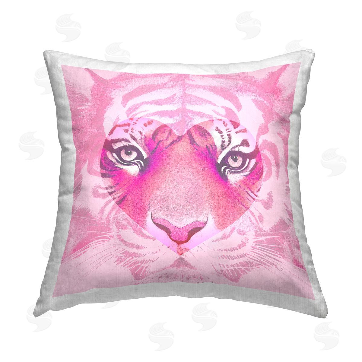 Stupell Studio Pink Heart Tiger Face Printed Plush Polyester Throw Pillow