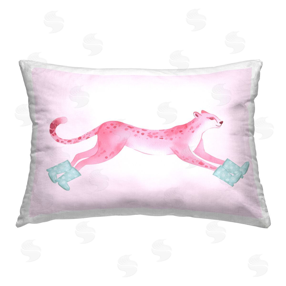 Stupell Studio Running Leopard in Boots Printed Plush Polyester Throw Pillow