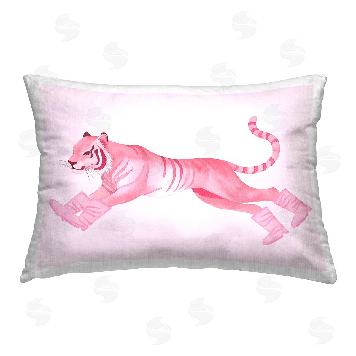 Stupell Studio Running Tiger in Boots Printed Plush Polyester Throw Pillow
