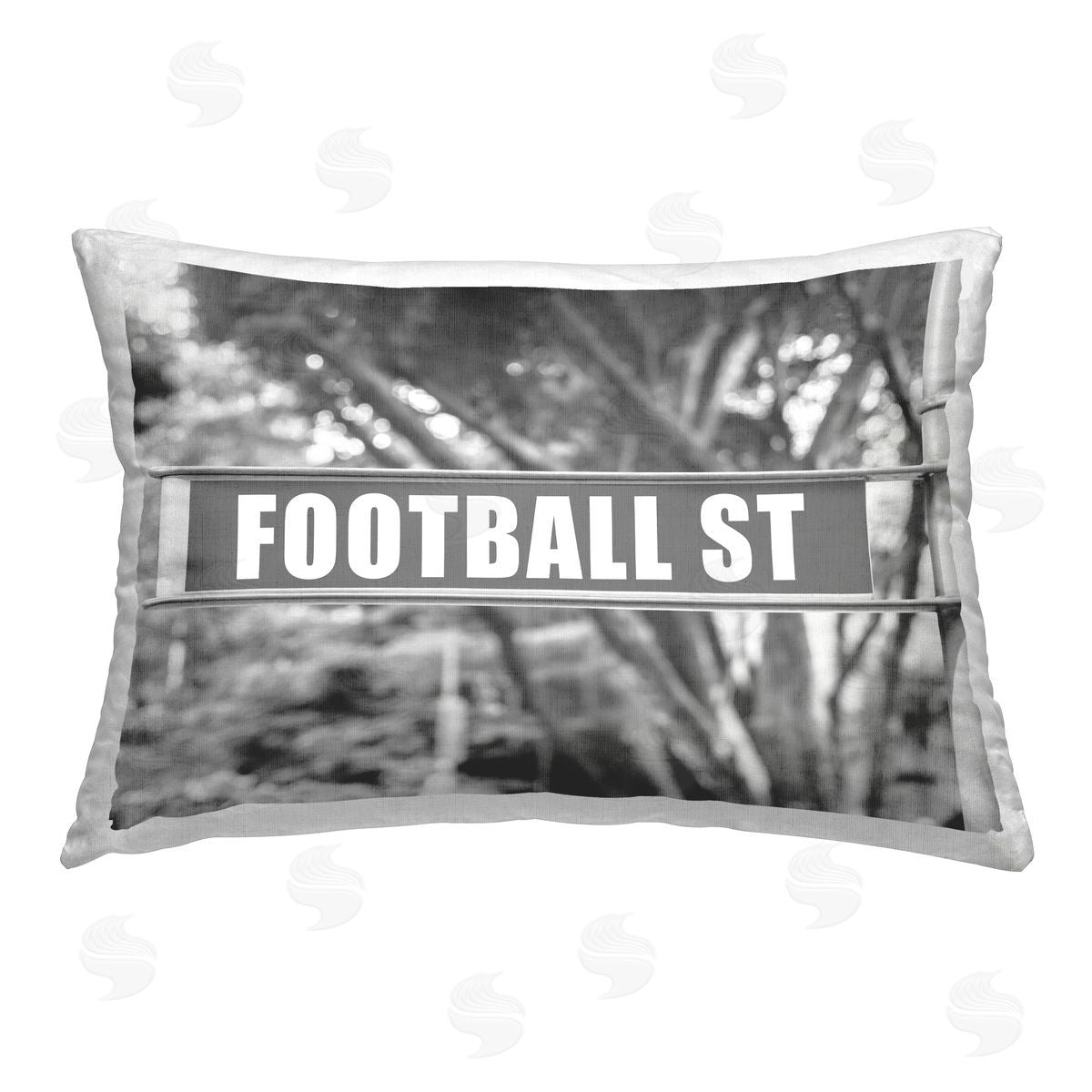 Stupell Studio Football Street Sign Printed Plush Polyester Throw Pillow